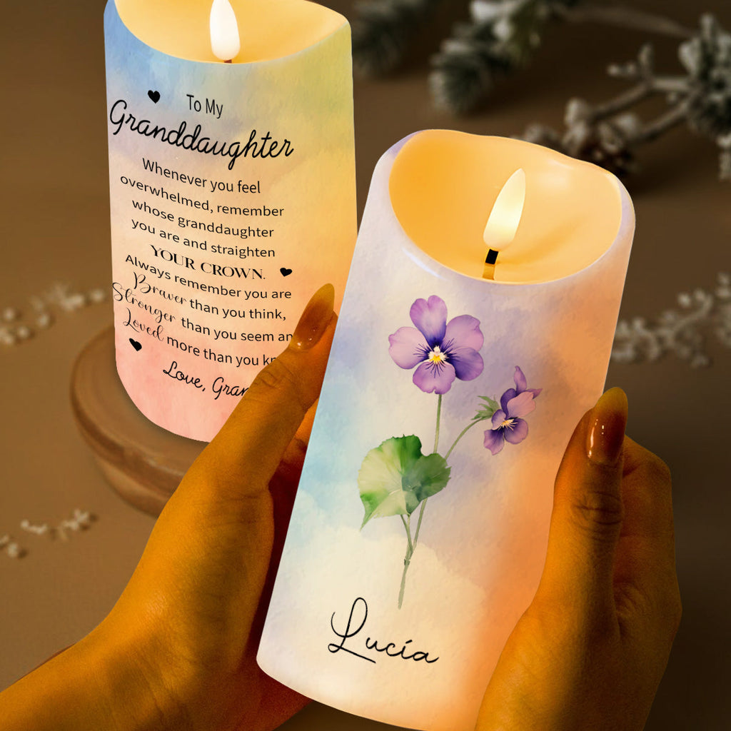 Straighten Your Crown - Granddaughter Personalized Custom LED Candle - Gift For Family - 2