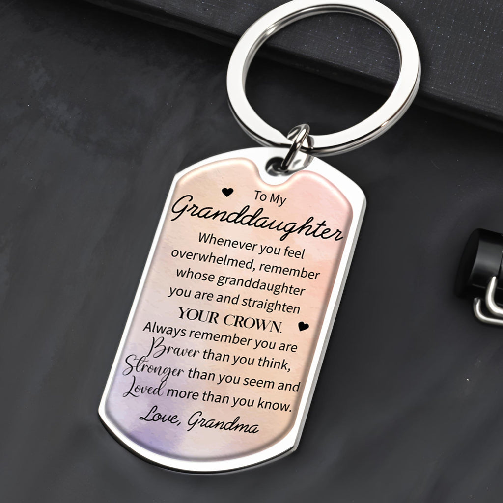 Straighten Your Crown - Inspirational Personalized Custom Keychain - Gift For Granddaughters - 5