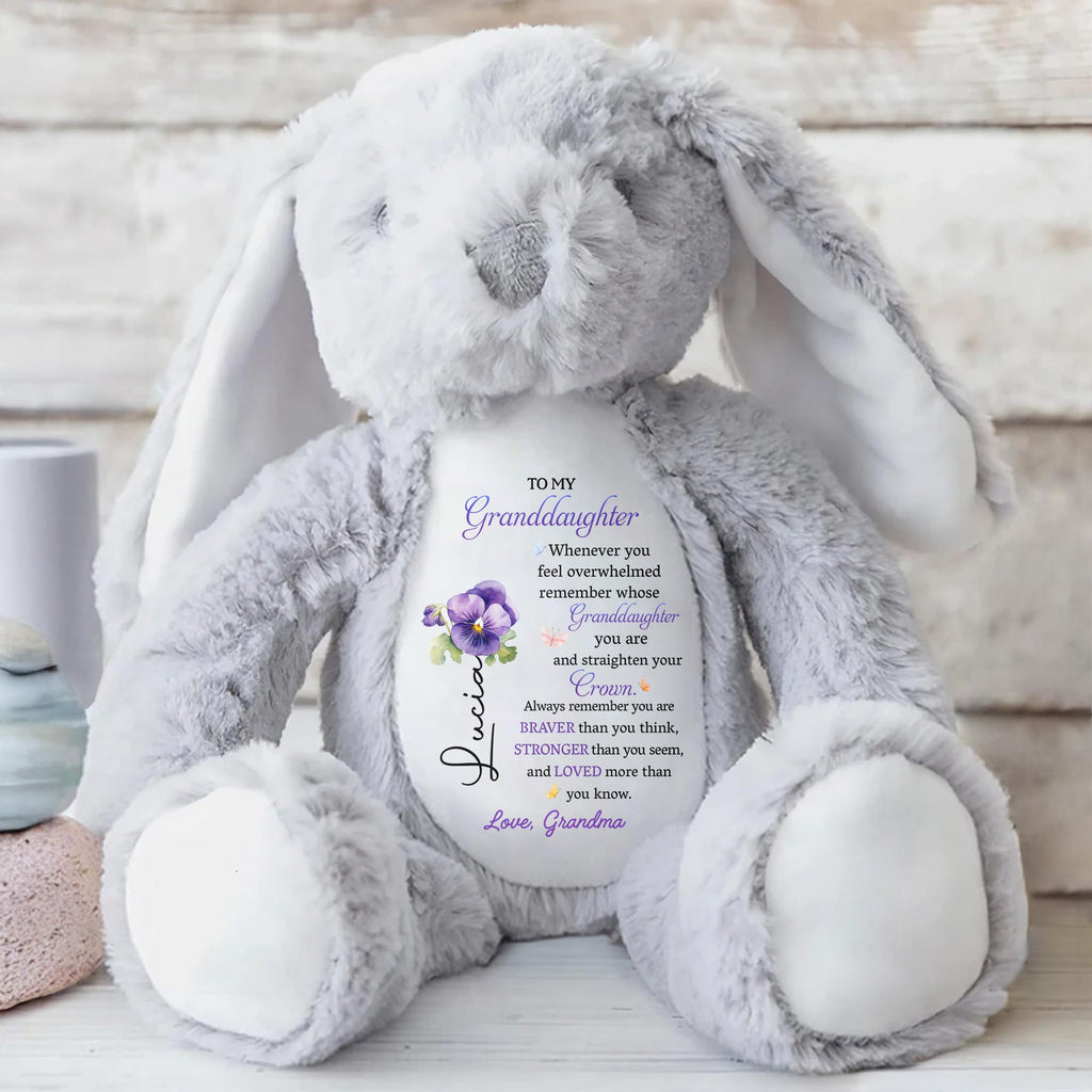 Personalized "To My Granddaughter" Stuffed Bunny - Custom Plush Toy Rabbit with Comfort Message - Cute Keepsake Gift for Granddaughters - 6