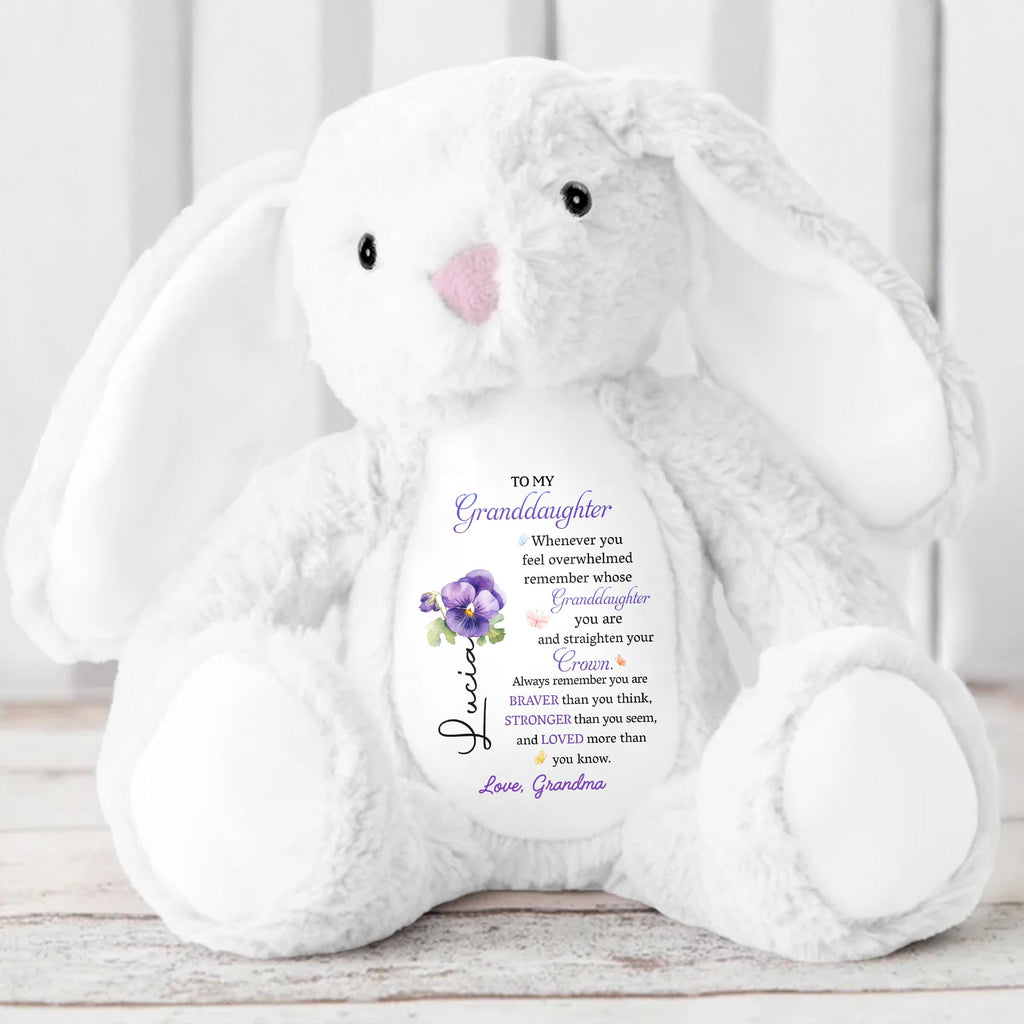 Personalized "To My Granddaughter" Stuffed Bunny - Custom Plush Toy Rabbit with Comfort Message - Cute Keepsake Gift for Granddaughters - 3