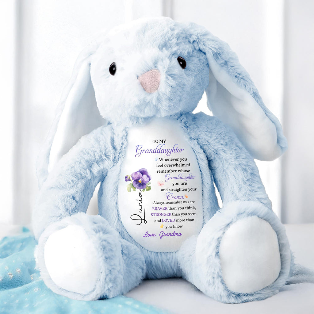 Personalized "To My Granddaughter" Stuffed Bunny - Custom Plush Toy Rabbit with Comfort Message - Cute Keepsake Gift for Granddaughters - 4