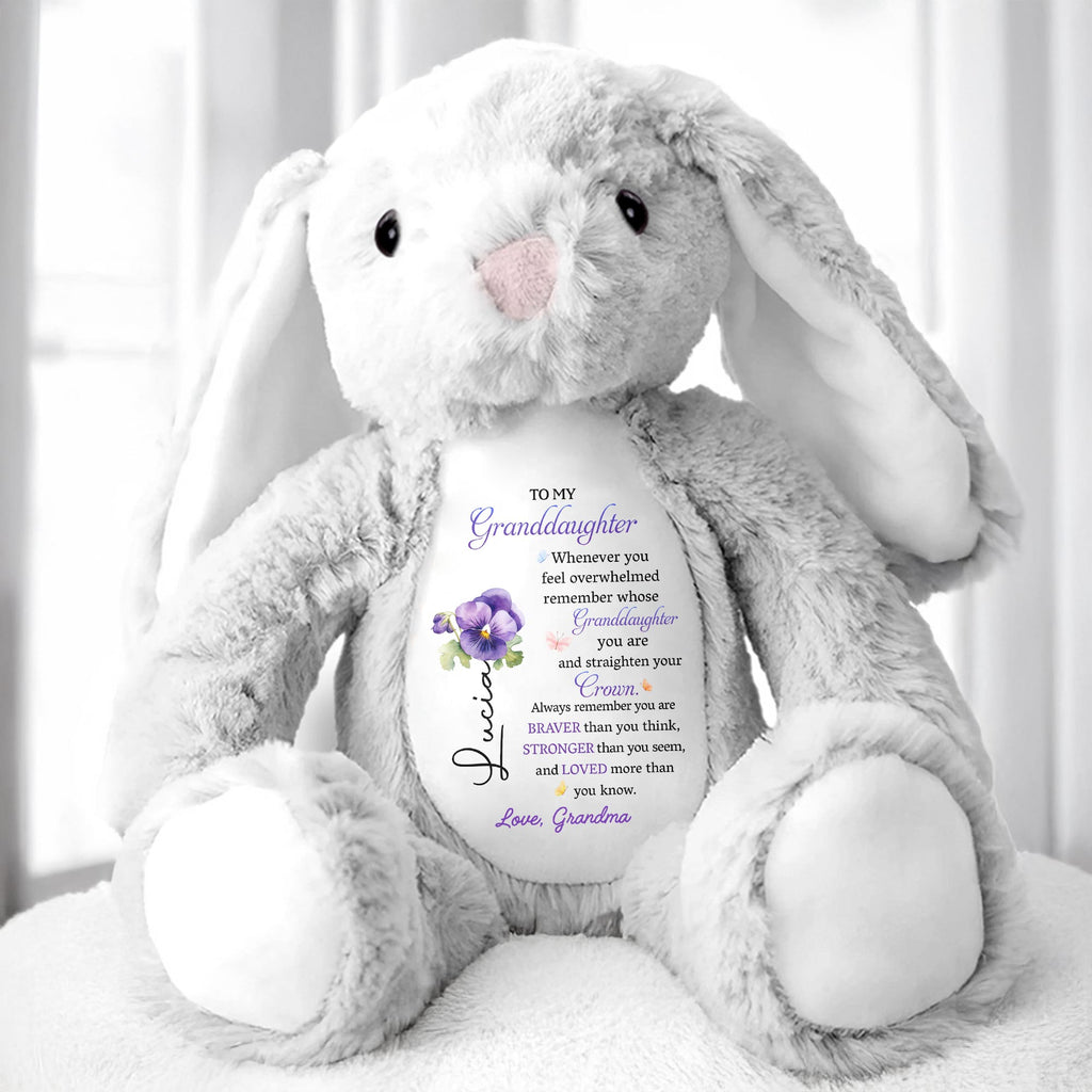 Personalized "To My Granddaughter" Stuffed Bunny - Custom Plush Toy Rabbit with Comfort Message - Cute Keepsake Gift for Granddaughters - 5