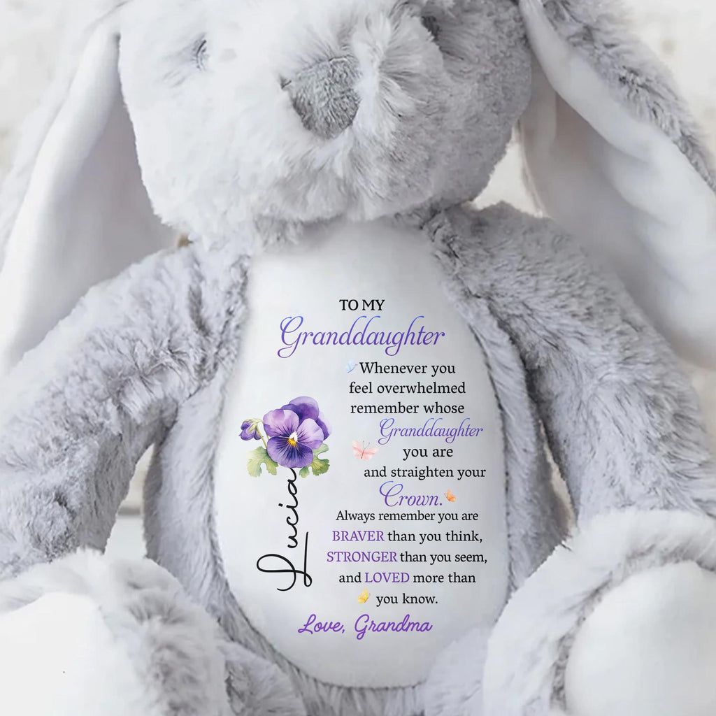 Personalized "To My Granddaughter" Stuffed Bunny - Custom Plush Toy Rabbit with Comfort Message - Cute Keepsake Gift for Granddaughters - 2