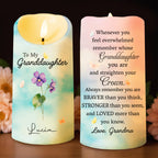 Custom "To My Granddaughter" LED Candle - Personalized Flameless Acrylic Night Light - Christmas, Graduation Keepsake Gift for Girls - 1