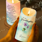 Custom "To My Granddaughter" LED Candle - Personalized Flameless Acrylic Night Light - Christmas, Graduation Keepsake Gift for Girls - 2