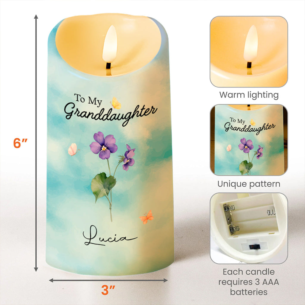 Custom "To My Granddaughter" LED Candle - Personalized Flameless Acrylic Night Light - Christmas, Graduation Keepsake Gift for Girls - 3