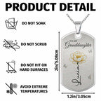To My Granddaughter Love You Forever Flower Necklace,Personalized Custom Dog Tag Necklace,Gift For Granddaughters - 4