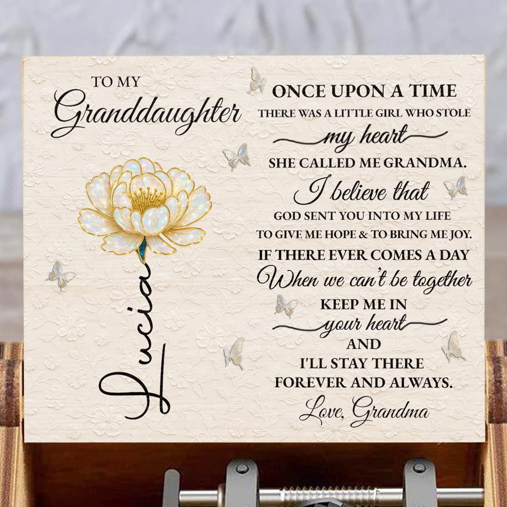 Custom "To My Granddaughter" Wooden Music Box - Personalized Vintage Keepsake Gift for Granddaughters, Girls - Birthday, Christmas Present - 7
