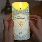 Custom "To My Granddaughter" LED Flameless Candle - Personalized Flower & Butterfly Night Light - Birthday Gift for Granddaughters - 8