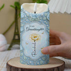 Custom "To My Granddaughter" LED Flameless Candle - Personalized Flower & Butterfly Night Light - Birthday Gift for Granddaughters - 6