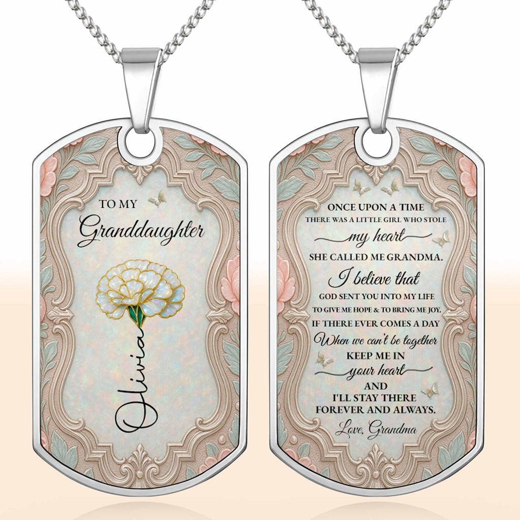 To My Granddaughter Flower Necklace, Dog Tag Necklace, Gift For Her - 9