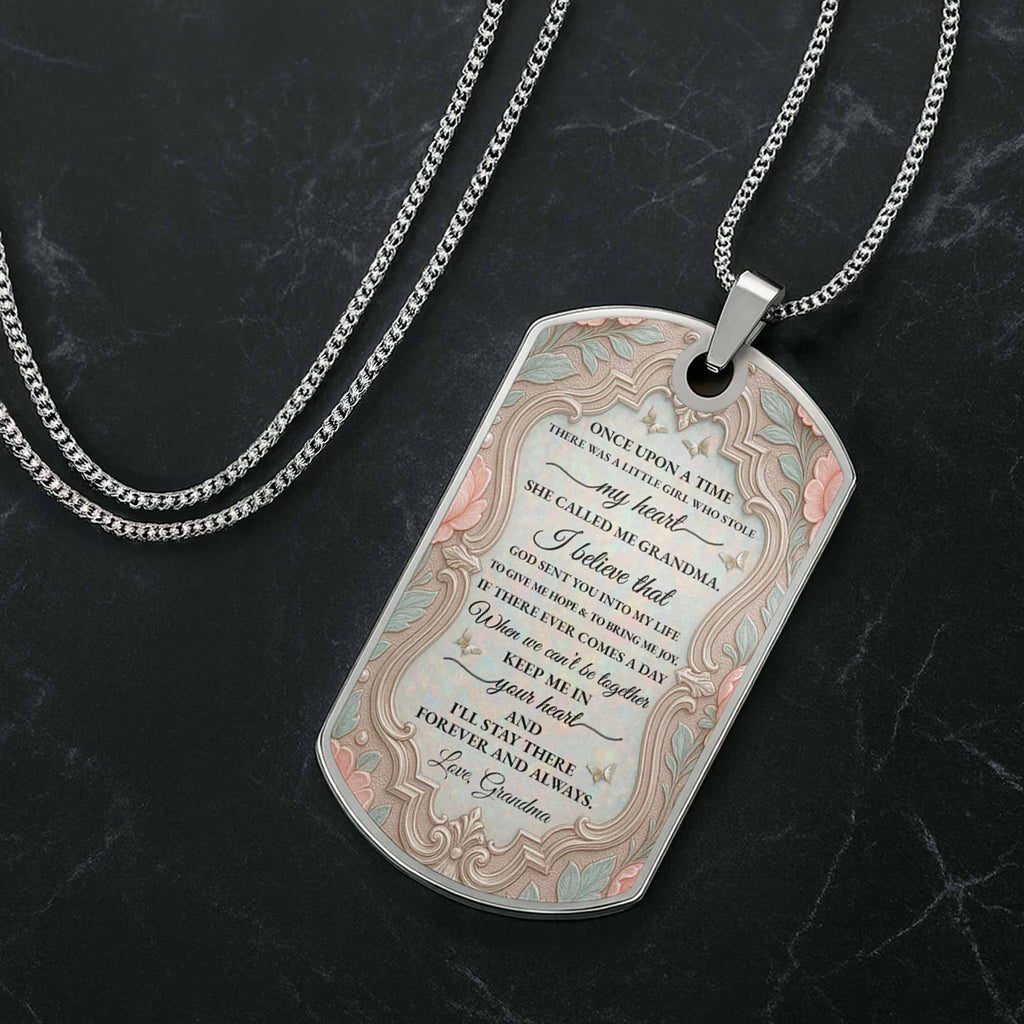 To My Granddaughter Flower Necklace, Dog Tag Necklace, Gift For Her - 4