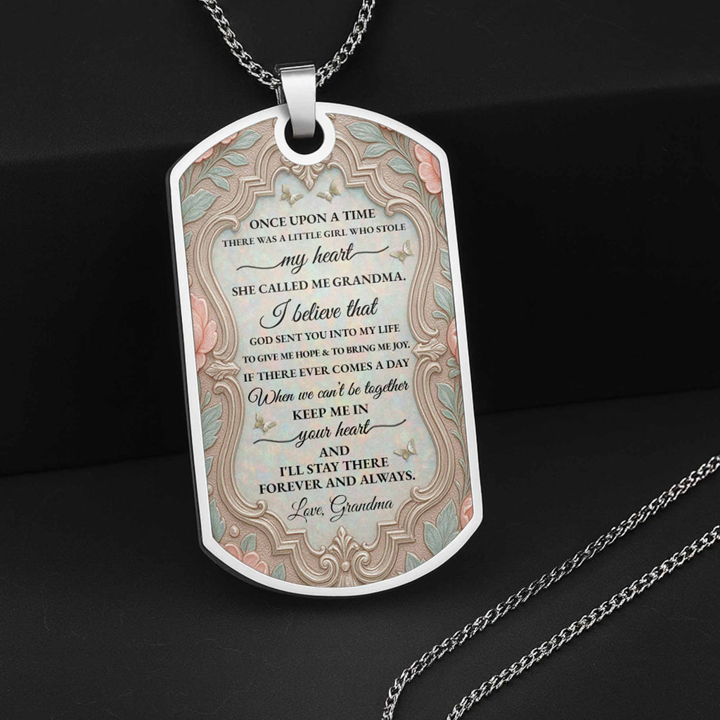 To My Granddaughter Flower Necklace, Dog Tag Necklace, Gift For Her - 6