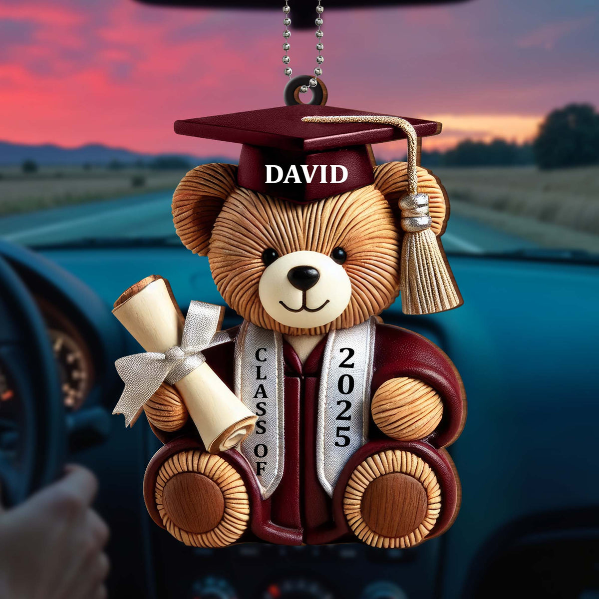 Graduation Wishes Teddy Bear - Personalized Custom Wood Ornament - Gift For Graduates - 1