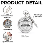 Personalized "To My Beloved Grandson" Silver Pocket Watch - Custom Engraved Quartz Watch with Chain - Graduation, Birthday Gift for Him - 4
