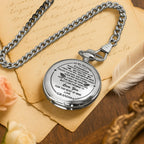Personalized "To My Beloved Grandson" Silver Pocket Watch - Custom Engraved Quartz Watch with Chain - Graduation, Birthday Gift for Him - 8