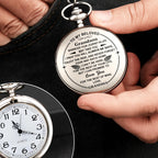 Personalized "To My Beloved Grandson" Silver Pocket Watch - Custom Engraved Quartz Watch with Chain - Graduation, Birthday Gift for Him - 5