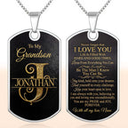 Personalized "To My Grandson" Dog Tag Necklace - Custom Stainless Steel Military Pendant Jewelry - Graduation, Birthday Gift for Grandson - 3