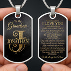 Personalized "To My Grandson" Dog Tag Necklace - Custom Stainless Steel Military Pendant Jewelry - Graduation, Birthday Gift for Grandson - 1