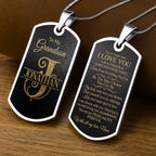 Personalized "To My Grandson" Dog Tag Necklace - Custom Stainless Steel Military Pendant Jewelry - Graduation, Birthday Gift for Grandson - 7