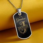 Personalized "To My Grandson" Dog Tag Necklace - Custom Stainless Steel Military Pendant Jewelry - Graduation, Birthday Gift for Grandson - 8