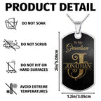 Personalized "To My Grandson" Dog Tag Necklace - Custom Stainless Steel Military Pendant Jewelry - Graduation, Birthday Gift for Grandson - 9