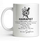 Personalized "Hairapist Miracle Worker" Coffee Mug - Custom 11oz Ceramic Cup - Funny Gift for Hair Stylists, Hairdressers, Cosmetologists - 14