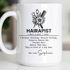 Personalized "Hairapist Miracle Worker" Coffee Mug - Custom 11oz Ceramic Cup - Funny Gift for Hair Stylists, Hairdressers, Cosmetologists - 11