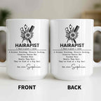 Personalized "Hairapist Miracle Worker" Coffee Mug - Custom 11oz Ceramic Cup - Funny Gift for Hair Stylists, Hairdressers, Cosmetologists - 13