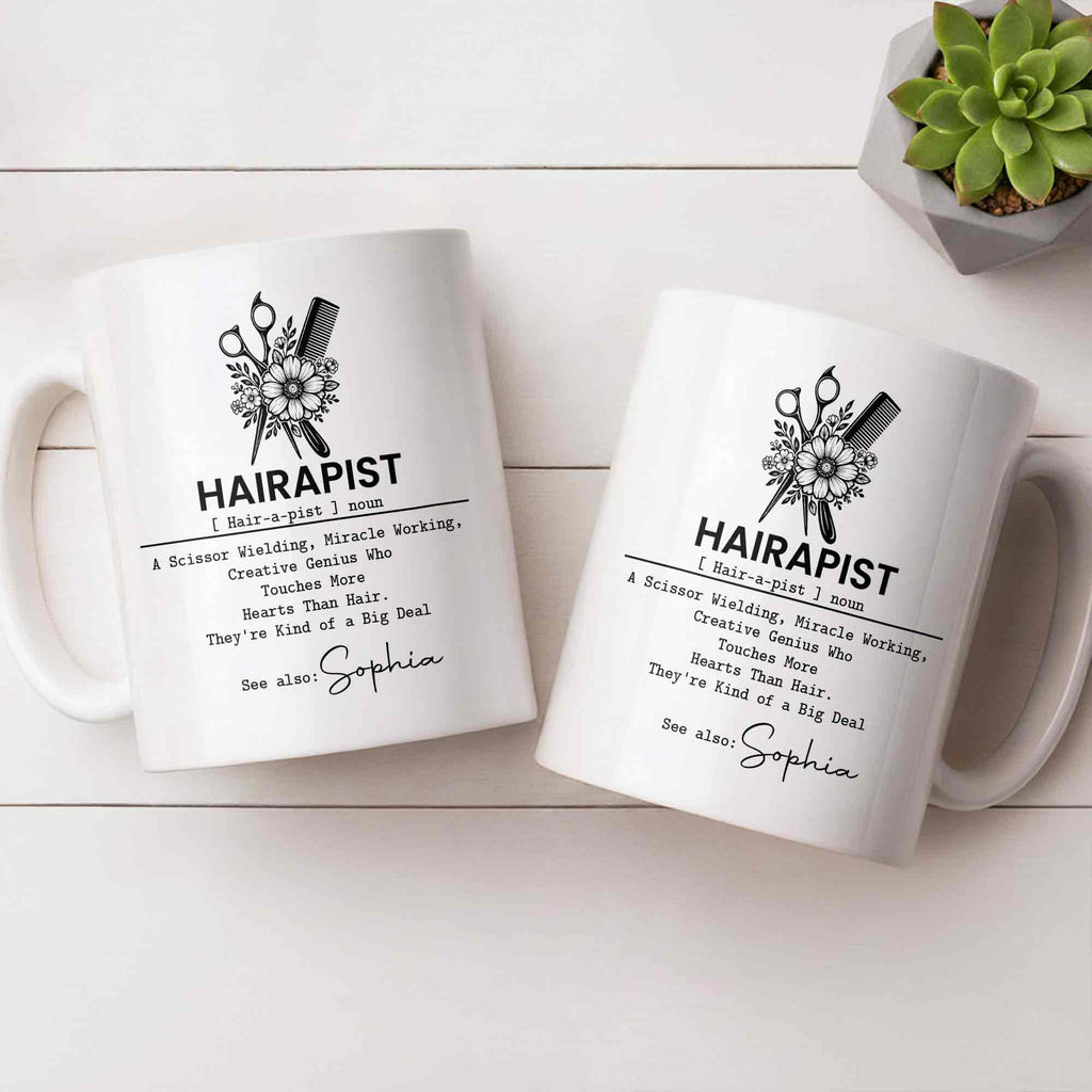 Personalized "Hairapist Miracle Worker" Coffee Mug - Custom 11oz Ceramic Cup - Funny Gift for Hair Stylists, Hairdressers, Cosmetologists - 7