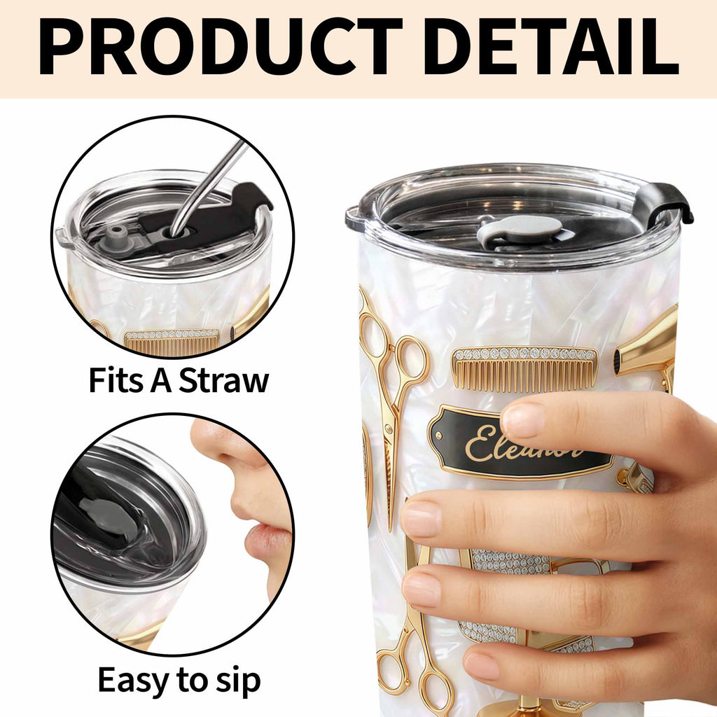 "Mastering The Art Of Style" 20oz Tumbler - Stainless Steel Personalized Travel Coffee Mug - Gift for Hair Stylists, Barbers, Hairdressers - 9