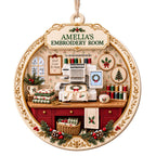 My Embroidery Room, Personalized Custom Wood Ornament, Gift For Crafters - 13