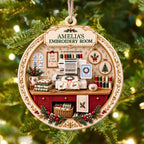 My Embroidery Room, Personalized Custom Wood Ornament, Gift For Crafters - 4