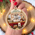 My Embroidery Room, Personalized Custom Wood Ornament, Gift For Crafters - 9