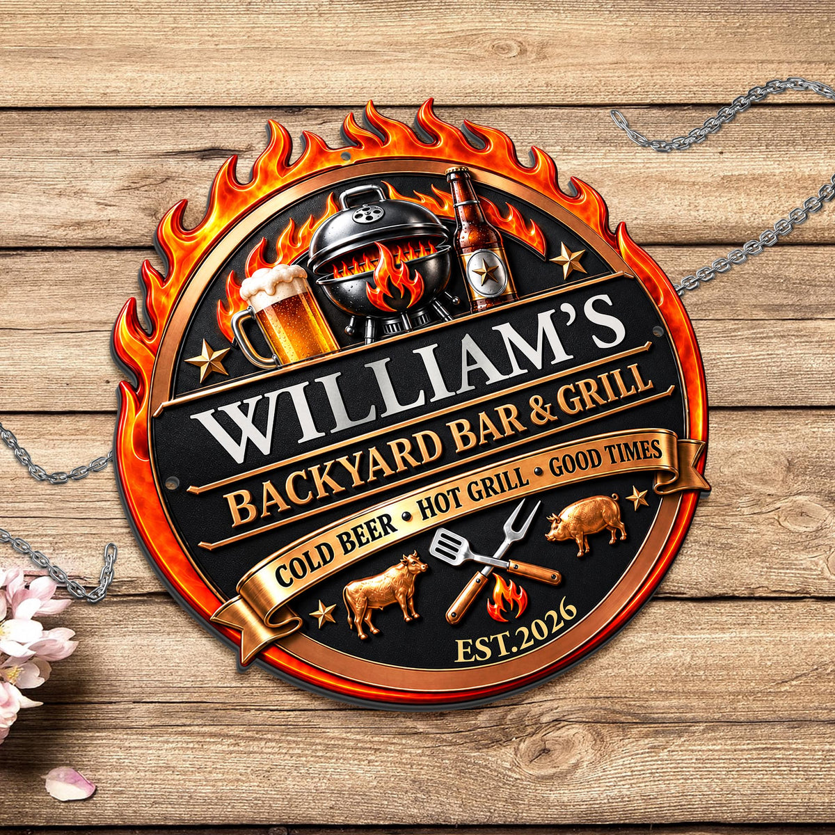 My Backyard Bar & Grill, Personalized Metal Sign, Gift For Dad And BBQ Lovers - 5