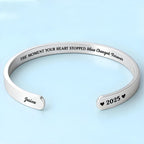 Personalized "The Moment Your Heart Stopped" Cuff Bracelet - Custom Heart Memorial Jewelry - Sympathy, Grief Bereavement Gift for Women - 10
