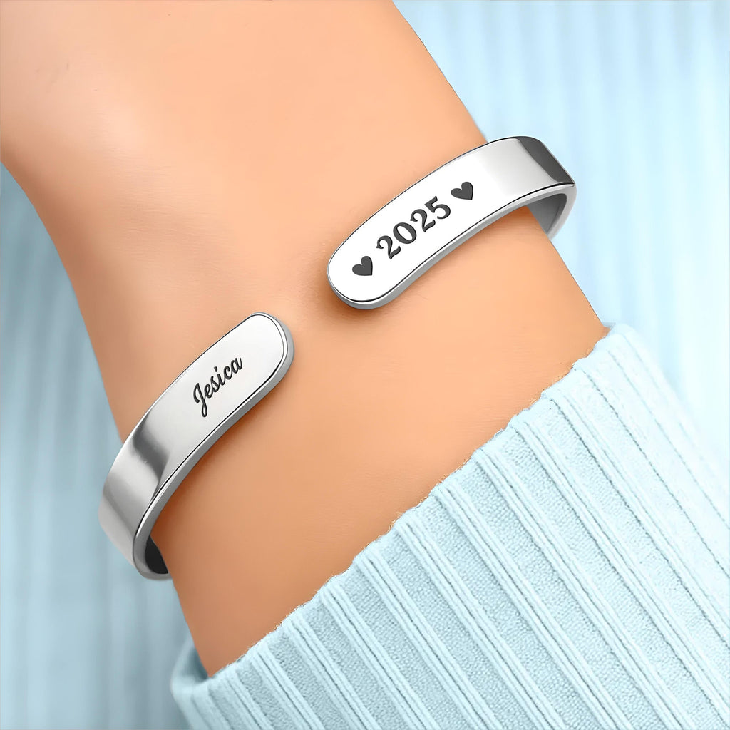 Personalized "The Moment Your Heart Stopped" Cuff Bracelet - Custom Heart Memorial Jewelry - Sympathy, Grief Bereavement Gift for Women - 2