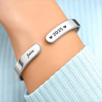 Personalized "The Moment Your Heart Stopped" Cuff Bracelet - Custom Heart Memorial Jewelry - Sympathy, Grief Bereavement Gift for Women - 2