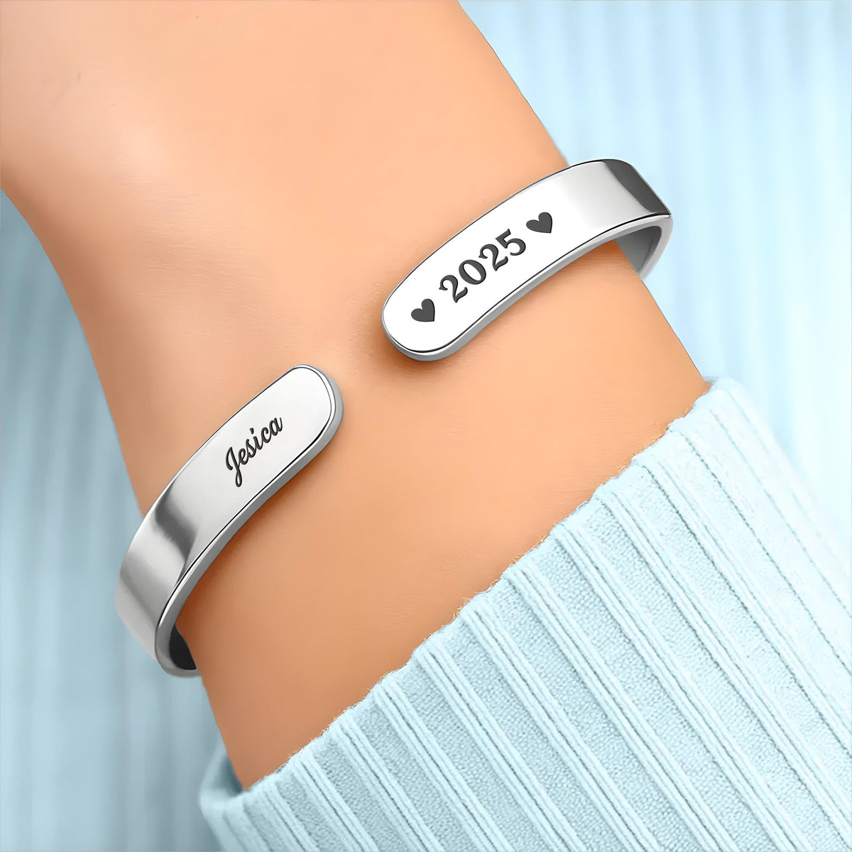 Personalized "The Moment Your Heart Stopped" Cuff Bracelet - Custom Heart Memorial Jewelry - Sympathy, Grief Bereavement Gift for Women - 2