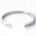 Personalized "The Moment Your Heart Stopped" Cuff Bracelet - Custom Heart Memorial Jewelry - Sympathy, Grief Bereavement Gift for Women - 8