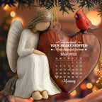 Custom "The Moment Your Heart Stopped" Wood Ornament - Angel Holding Heart Memorial Tree Decor - Sympathy, Grief Remembrance Gift - 2