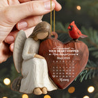 Custom "The Moment Your Heart Stopped" Wood Ornament - Angel Holding Heart Memorial Tree Decor - Sympathy, Grief Remembrance Gift - 3