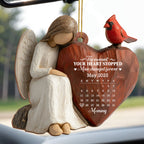 Custom "The Moment Your Heart Stopped" Wood Ornament - Angel Holding Heart Memorial Tree Decor - Sympathy, Grief Remembrance Gift - 5