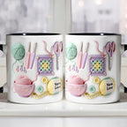 Celebrate Your Yarn Love With Yarn Balls And Crochet Hooks, Personalized Custom Accent Mug, Gift For Crafters And Creative Souls - 4
