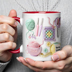 Celebrate Your Yarn Love With Yarn Balls And Crochet Hooks, Personalized Custom Accent Mug, Gift For Crafters And Creative Souls - 5