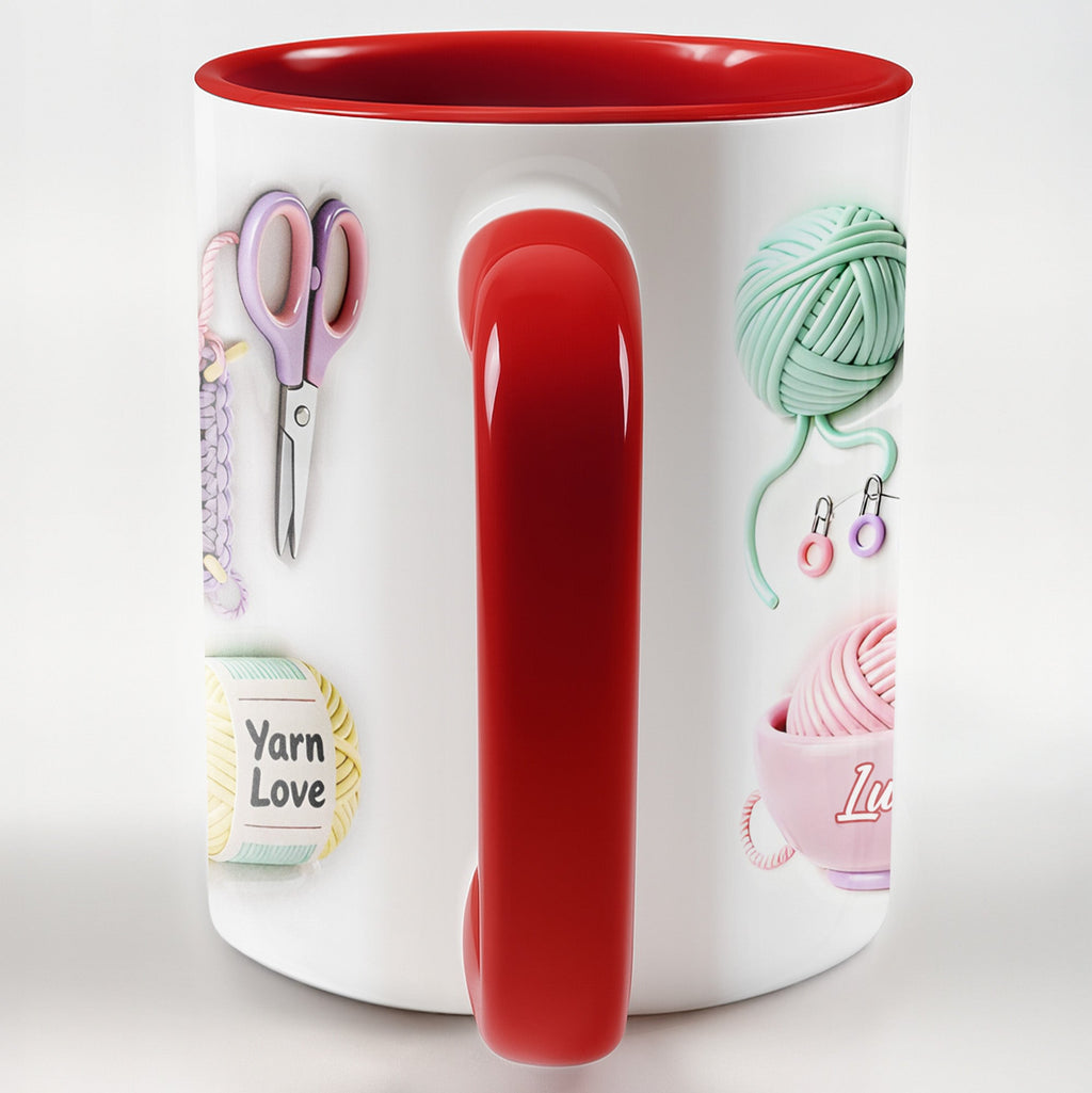Celebrate Your Yarn Love With Yarn Balls And Crochet Hooks, Personalized Custom Accent Mug, Gift For Crafters And Creative Souls - 6