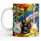 Custom Electric Guitar Art Coffee Mug - Personalized 11oz Ceramic Cup - Birthday Gift for Guitarists, Musicians, Rock Music Lovers - 12