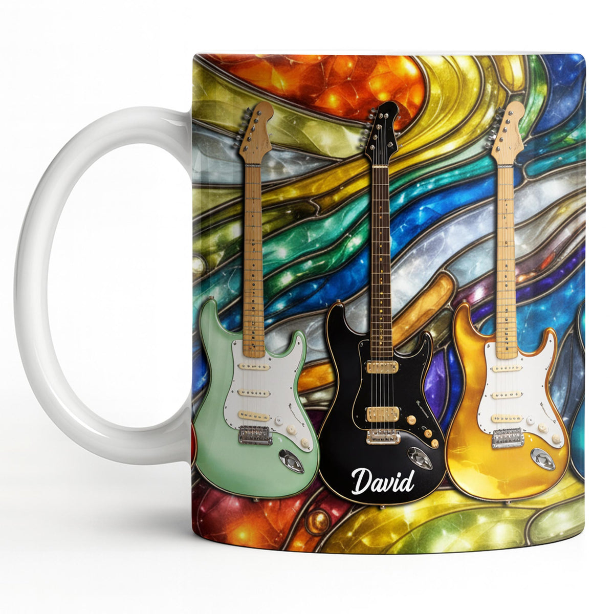 Custom Electric Guitar Art Coffee Mug - Personalized 11oz Ceramic Cup - Birthday Gift for Guitarists, Musicians, Rock Music Lovers - 12