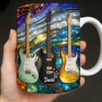 Custom Electric Guitar Art Coffee Mug - Personalized 11oz Ceramic Cup - Birthday Gift for Guitarists, Musicians, Rock Music Lovers - 1