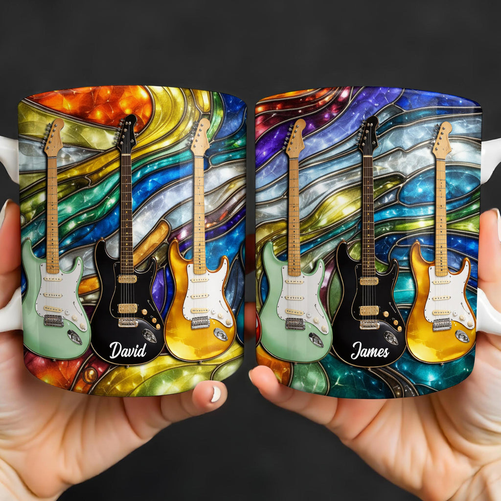 Custom Electric Guitar Art Coffee Mug - Personalized 11oz Ceramic Cup - Birthday Gift for Guitarists, Musicians, Rock Music Lovers - 5